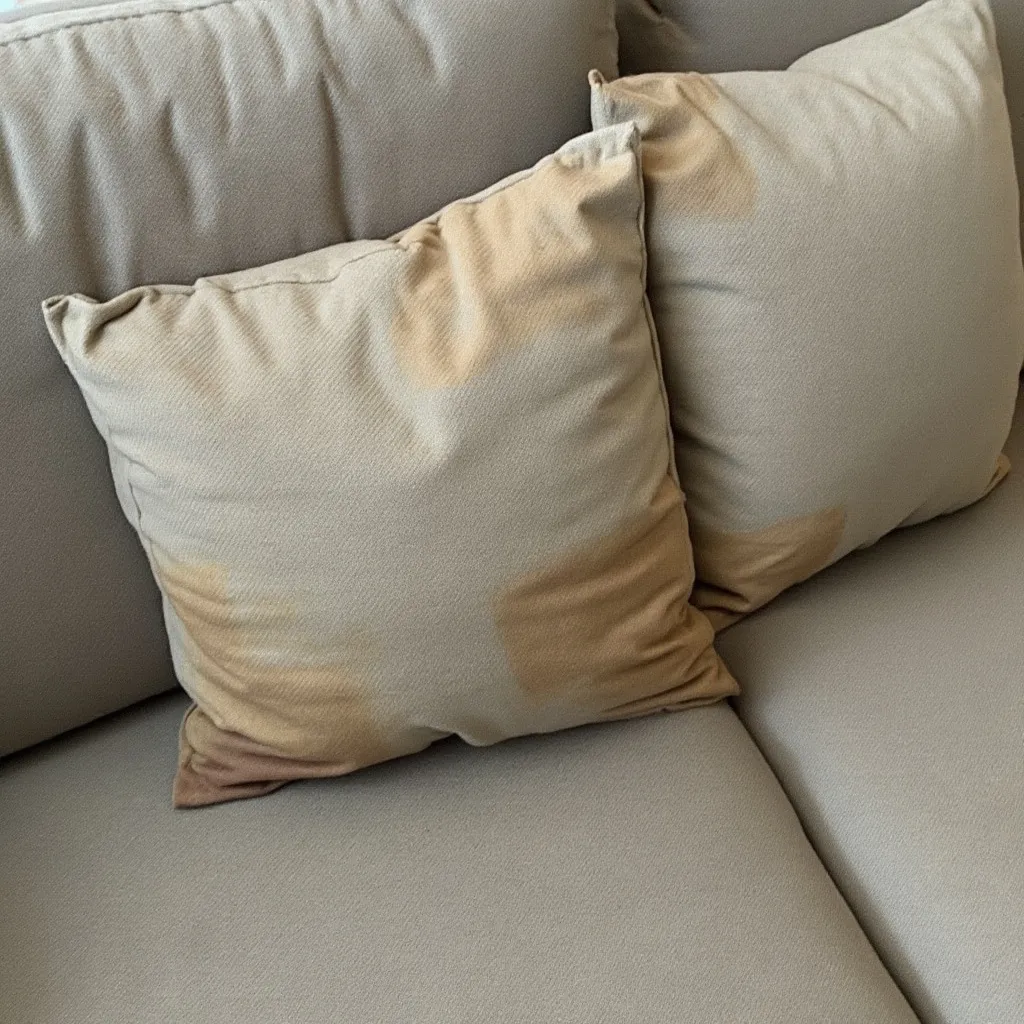 Modernes Sofa mit Gebrauchsspuren vor der Überarbeitung